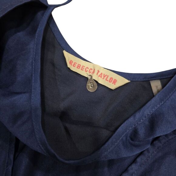 Rebecca Taylor Navy Blue Gathered In Mini Sleeveless Dress 8 - Picture 3 of 3